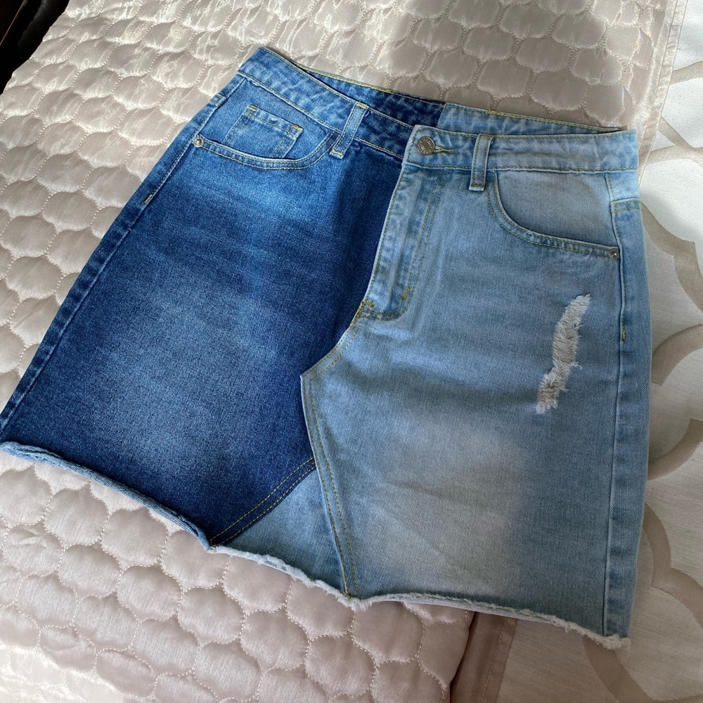 Two Tone Denim Skirt